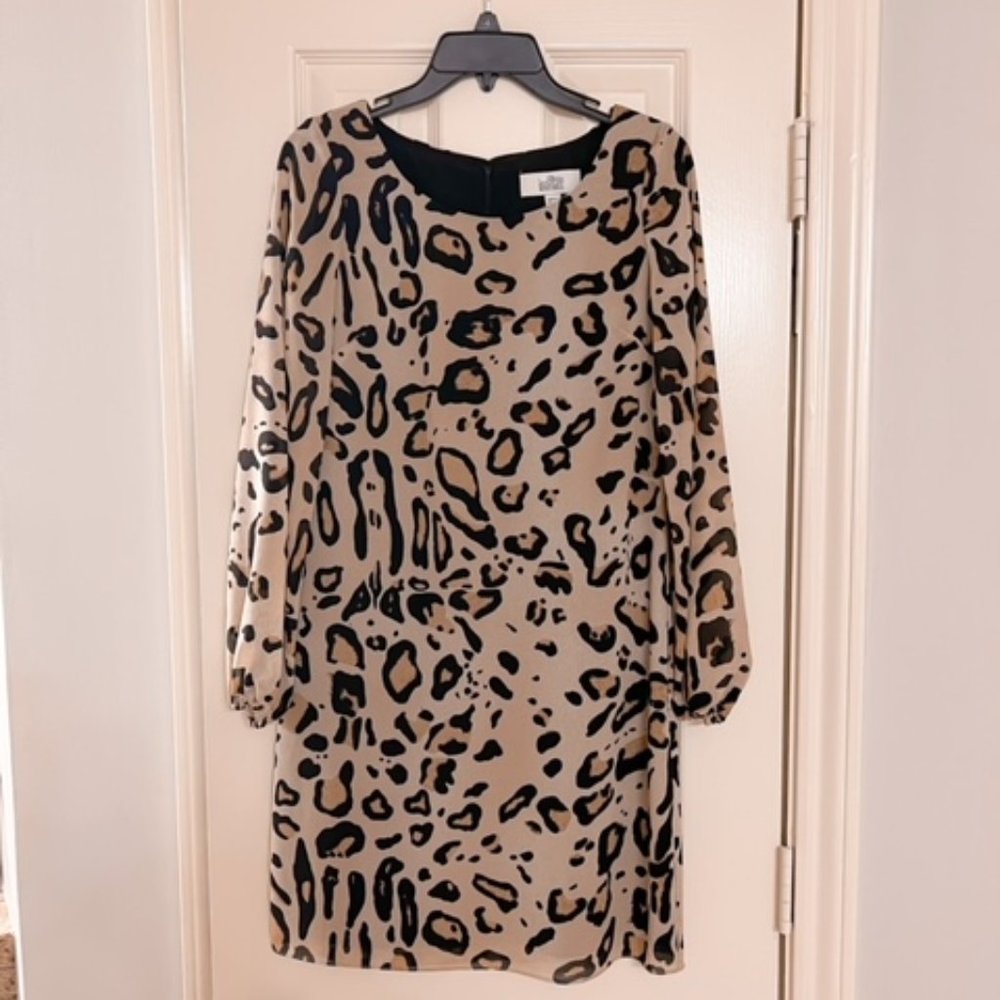 Badgley Mischka long-sleeved Leopard Dress, size 0